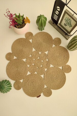 Roundy 50 cm runde Weiden-Jute-Wohnzimmer-Küchentischdecke/Läufer/Ranır - 2