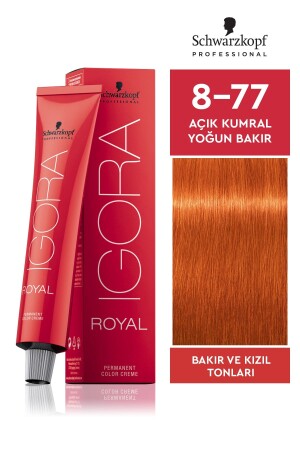 Royal 8-77 Açık Kumral Yoğun Bakır Saç Boyası 60ml - 1