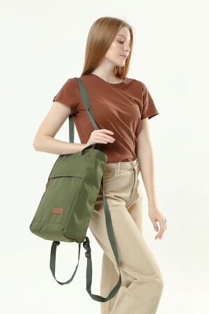 Rucksack Damen, Grüne Tasche, Schultasche, Drei-in-Eins-Schulterhandrucksack k01 - 2