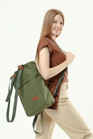 Rucksack Damen, Grüne Tasche, Schultasche, Drei-in-Eins-Schulterhandrucksack k01 - 3