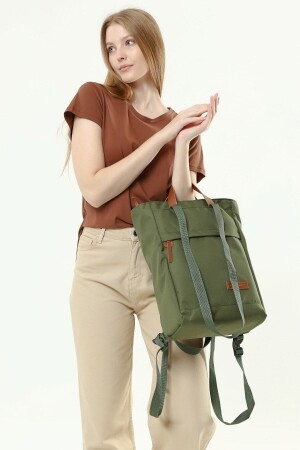 Rucksack Damen, Grüne Tasche, Schultasche, Drei-in-Eins-Schulterhandrucksack k01 - 6