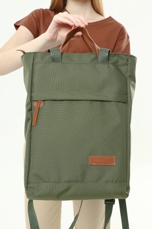 Rucksack Damen, Grüne Tasche, Schultasche, Drei-in-Eins-Schulterhandrucksack k01 - 9