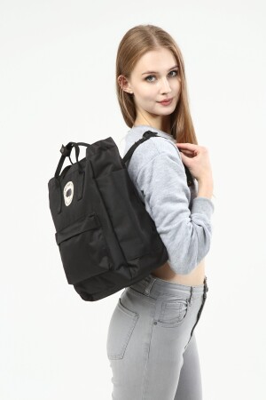 Rucksack Damen, schwarze Tasche, Schultasche, Schulter, Handtasche, schwarzer Rucksack R107 - 4