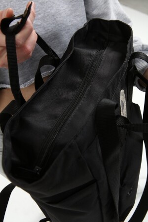 Rucksack Damen, schwarze Tasche, Schultasche, Schulter, Handtasche, schwarzer Rucksack R107 - 5