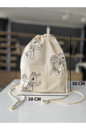 Rucksack mit Kordelzug für Kinder zum Ausmalen mit Einhorn - 2