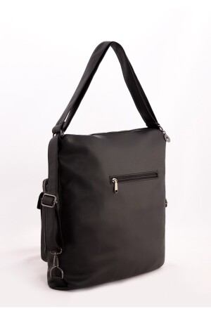 Rucksack und Armtasche aus gewaschenem Kunstleder, Größe 35 cm, 35 cm, Schwarz 87266622 - 3