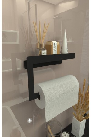 MNZ-رول ورق حامل الحفاضات حزمة الحمام ومنظمة المطبخ الأسود - Hugo Tasarım