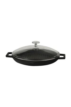 Runde Grillpfanne aus Gusseisen mit Glasdeckel, Durchmesser 30 cm, HASCEM20 - 2