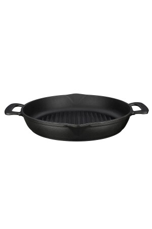 Runde Guss-Grillpfanne aus massivem Gusseisen mit doppeltem Griff, Durchmesser (Ø) 32 cm. 2021ST1260 - 2