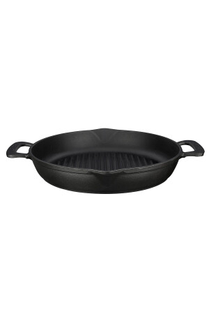 Runde Guss-Grillpfanne aus massivem Gusseisen mit doppeltem Griff, Durchmesser (Ø) 32 cm. 2021ST1260 - 3