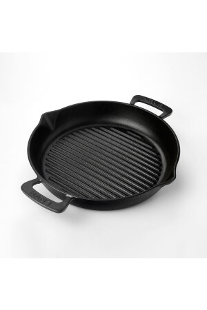 Runde Guss-Grillpfanne aus massivem Gusseisen mit doppeltem Griff, Durchmesser (Ø) 32 cm. 2021ST1260 - 5