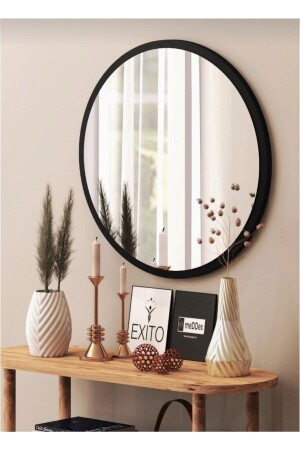 Runder Spiegel 60 cm matt glänzend schwarz Abtropffläche Flur Wand Wohnzimmer Badezimmer WC Büro Kinderzimmer aendew - 3