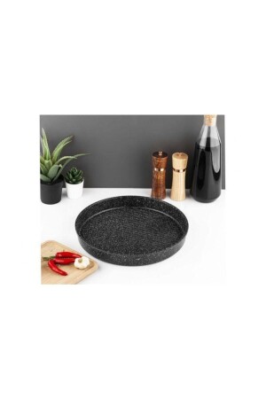 Rundes Tablett aus gegossenem Granit, 32 cm, Schwarz Tac-6299 TAC-6299 - 1