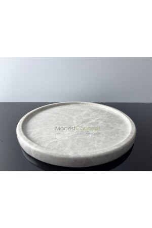 Rundes Tablett aus natürlichem beigem Marmor, Spider Beige, geäderter beige Marmor, gemusterter Marmor BJ28SPI - 4