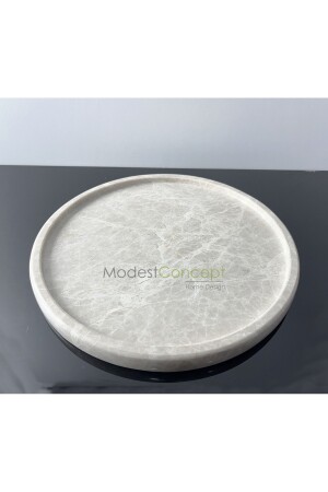 Rundes Tablett aus natürlichem beigem Marmor, Spider Beige, geäderter beige Marmor, gemusterter Marmor BJ28SPI - 5