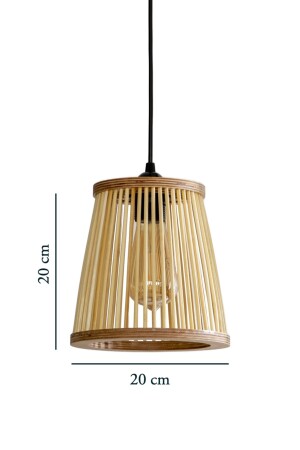 Rustikale Serie Ayder Bambus Holz Pendelleuchte Kronleuchter 20cm - 3