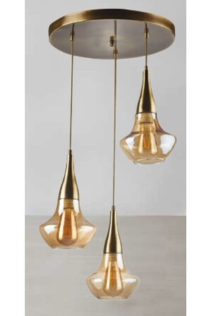 Rustikaler Retro-Kronleuchter mit drei Hängelampen und Honigglas MYL002673 - demet habek mylights