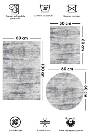 Rutschfeste, schmutzabweisende, waschbare 3-teilige (60 x 100) und 2 (50 x 60) Badezimmerteppiche, Badematten und Toilettensitz-Set 5061 - 4