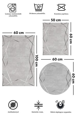 Rutschfeste, schmutzabweisende, waschbare 3-teilige (60 x 100) und 2 (50 x 60) Badezimmerteppiche, Badematten und Toilettensitz-Set 5555 - 6