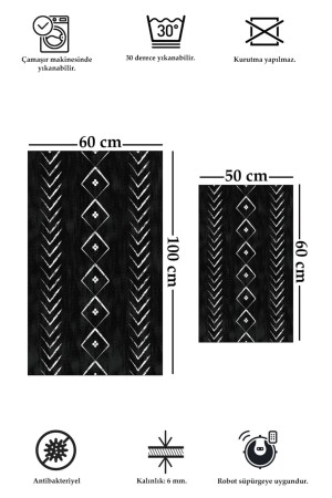 Rutschfeste Unterseite, waschbar, schmutzabweisend, 260 x 100 x 50 x 60 cm, Badezimmerteppich, Badematte, WC-Sitz-Set, quadratisch, 5519-50 x 60, 60 x 100 cm - 2