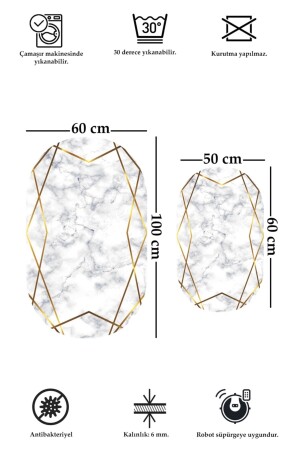 Rutschfeste Unterseite, waschbar, schmutzabweisend, 2er-Set, 60 x 100, 50 x 60 cm, Badezimmerteppich, Badematte, WC-Set 52970 - 4