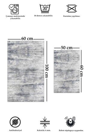 Rutschfester, waschbarer 2er-Set, 60 x 100 cm, 50 x 60 cm, Badezimmerteppich, Badematte, WC-Set 5061 - 4