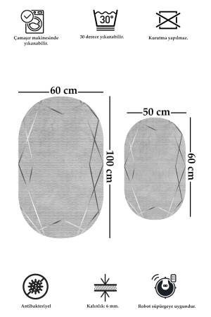 Rutschfester, waschbarer 2er-Set, 60 x 100 cm, 50 x 60 cm, Badezimmerteppich, Badematte, WC-Set 5555 - 4