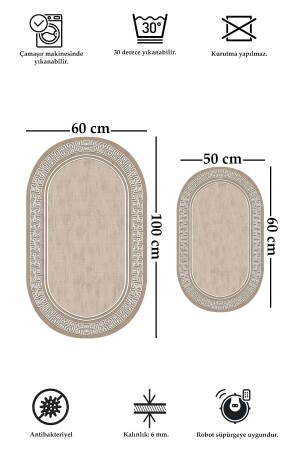 Rutschfestes, waschbares 2er-Set, 60 x 100 cm, 50 x 60 cm, Badezimmerteppich, Badematte, WC-Set - 3