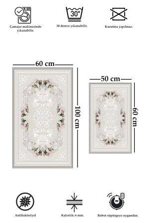 Rutschfestes, waschbares 2er-Set, 60 x 100 cm, 50 x 60 cm, Badezimmerteppich, Badematte, WC-Set - 3