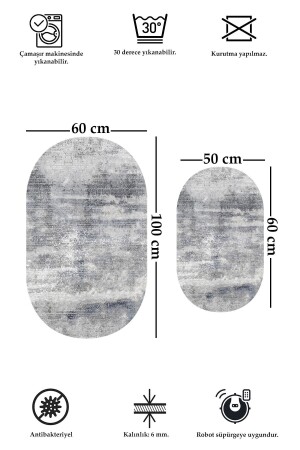 Rutschfestes, waschbares 2er-Set, 60 x 100 cm, 50 x 60 cm, Badezimmerteppich, Badematte, WC-Set - 3