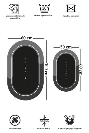 Rutschfestes waschbares Set 60x100 50x60 Badezimmerteppich Badematte 2-teiliges WC-Set Badezimmer - 3