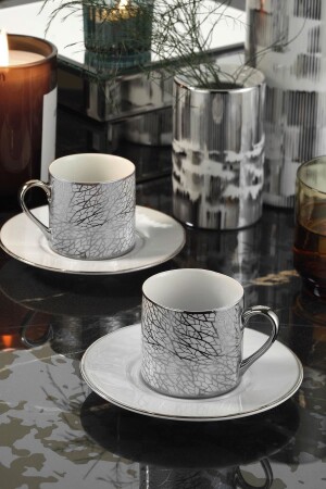 Rüya 11430 Pattern Platinum Kaffeeset RU04KT540P11430 - Kütahya Porselen