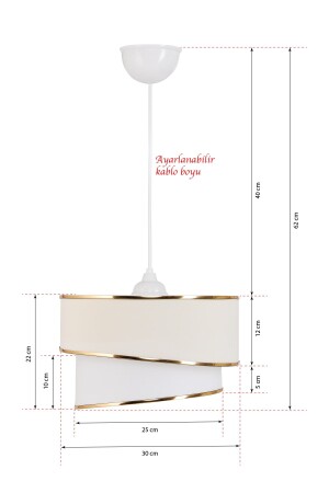 Rüzgar Pasta Single Pendelleuchte Kronleuchter und goldener Lampenschirm im Set Creme - 6