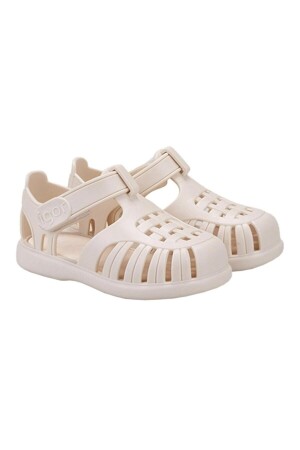 S10271 Tobby Solid Elfenbeinfarbene Kindersandalen - 1