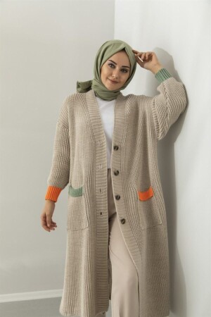 كاردجان للمناورة طويلة من النسائح من قبل النساء مع تفاصيل لون جيب - الحجر S20 - Genel Markalar