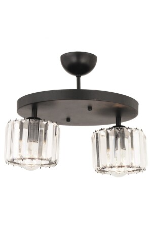 Sabrina 2-Lite Black Crystal Stone Modernes Design Kristall Wohnzimmer Plafonier Kronleuchter 3417-02-BL - 1