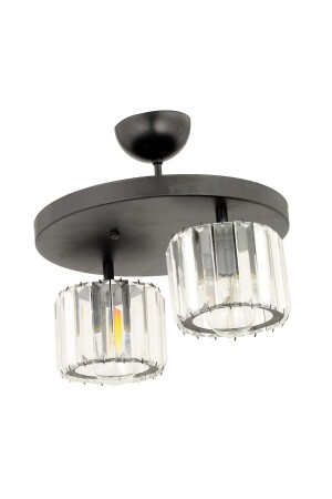 Sabrina 2-Lite Black Crystal Stone Modernes Design Kristall Wohnzimmer Plafonier Kronleuchter 3417-02-BL - 3