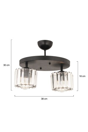 Sabrina 2-Lite Black Crystal Stone Modernes Design Kristall Wohnzimmer Plafonier Kronleuchter 3417-02-BL - 5