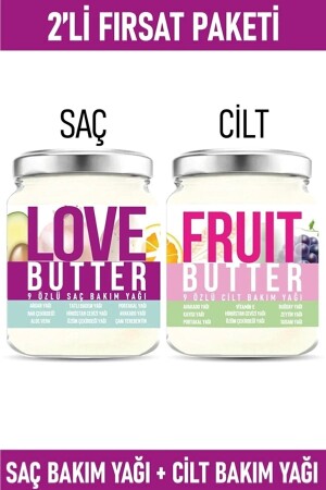 Saç Bakım Yağı 190ml & Fruıt Butter Cilt Bakım Yağı 190ml Saç & Cilt Bakım Seti - Love Butter