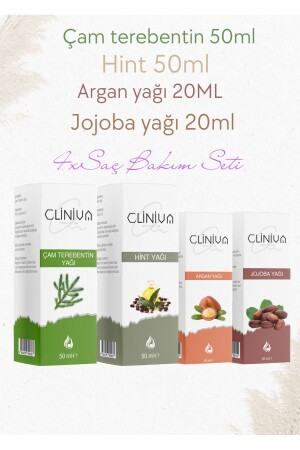 Saç Bakım Yağı Seti 4'Lü Çam Terebentin- Hint- Argan- Jojoba Yağları - 2