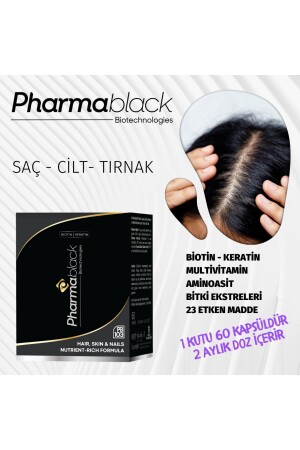Saç Dökülmelerine Karşı Biotin & Keratin Vitamin Complex 60 Kapsül- 23 Etken Madde- 2 Aylık Doz - Pharmablack