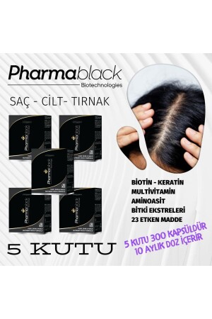 Saç Dökülmelerine Karşı Biotin & Keratin Vitamin Complex 60 Kapsül- 5KUTU (300KAPSÜL) - Pharmablack