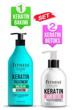 Saç Düzleştirici Keratin Bakımı Brezilya Fönü 1000ml - Hair Botox 250ml - Fitness Professional