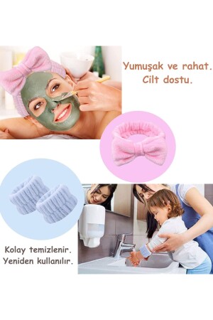 Saç Kurulama Bonesi Banyo Saç Kurulama Havlusu Ve Makyaj Uygulama Seti Krem - 5