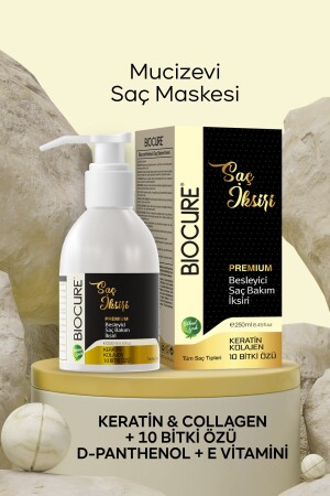 Saç Saç Iksiri Premium Besleyici Saç Bakım Maskesi Keratin Collagen 10 Bitki Özlü 250ml. CM-IKSIR-250 - Biocure