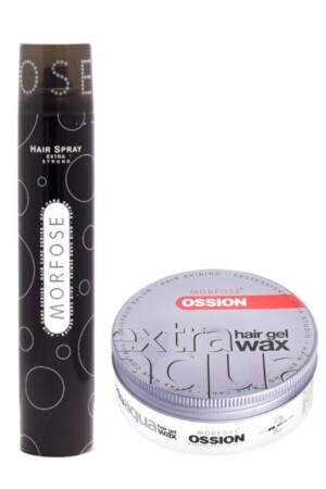 Saç Spreyi Siyah 400 ml + Ossion Extra Aqua Gel Wax 2 Extra Hair 150 ml - 1
