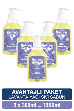 Saf Sıvı Sabun Lavanta Yağı 300 ml X5 Avantajlı Paket PKTLPMSFSVSBNLVNTYG300X5 - 4