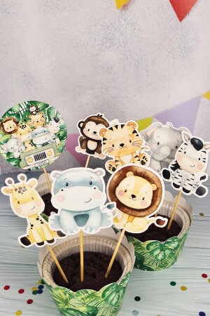 Safari Konsept Kürdan Süsleri Cupcake Süsleri Lüks Büyük Boy 10lu Paket - Pekshop