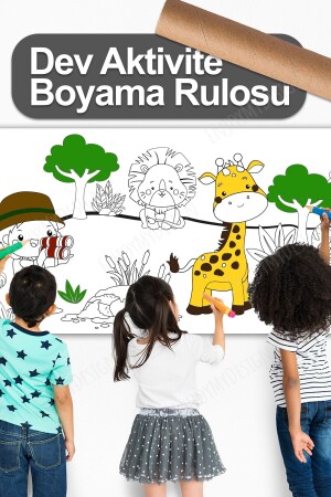 Safari Temalı Aktivite Boyama Kağıdı 2.5 Metre Rulo - Bebek Ve Çocuk Için Eğitici Aktivite Kağıdı - 5