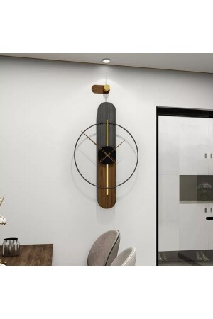 Sahra Elegant Plus 90 Cm , Modern Dekoratif Ahşap Metal Duvar Saati Meta-01009008 - 3